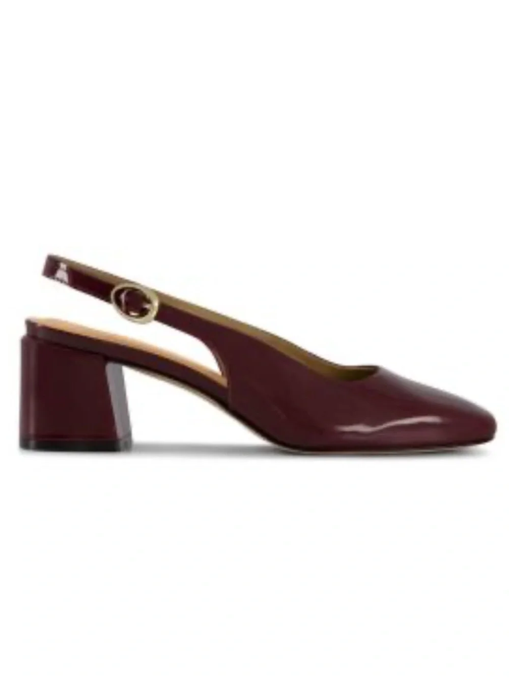 Bernardo Alexia Deep Burgundy Patent Leather Slingback Block Heel Pumps